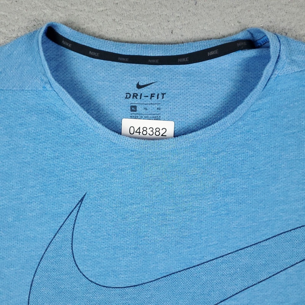 Nike T Shirt Mens XL Blue Swoosh Training Active Gym Short Sleeve - Picture 2 of 6
